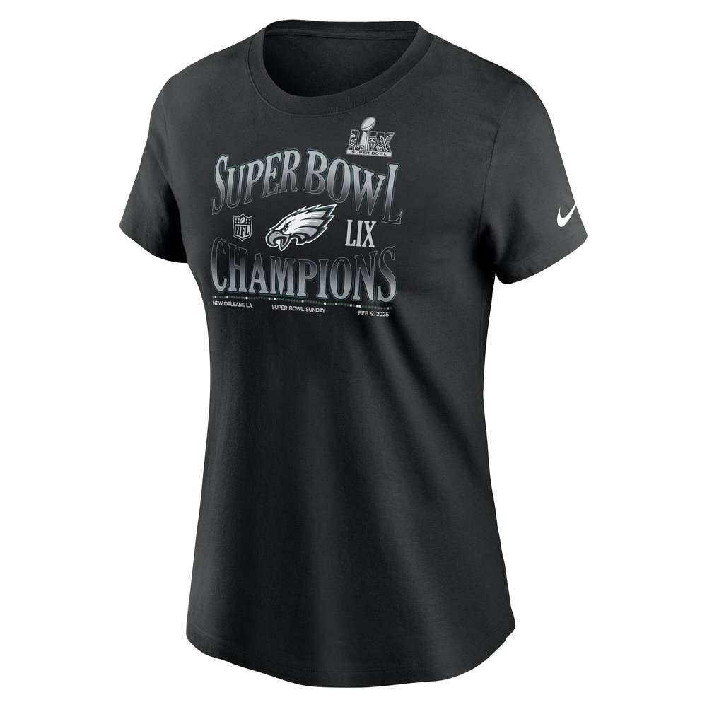 Women's Philadelphia Eagles  Black Super Bowl LIX Champions '90s T-Shirt Women's Philadelphia Eagles  Black Super Bowl LIX Champions '90s T-Shirt