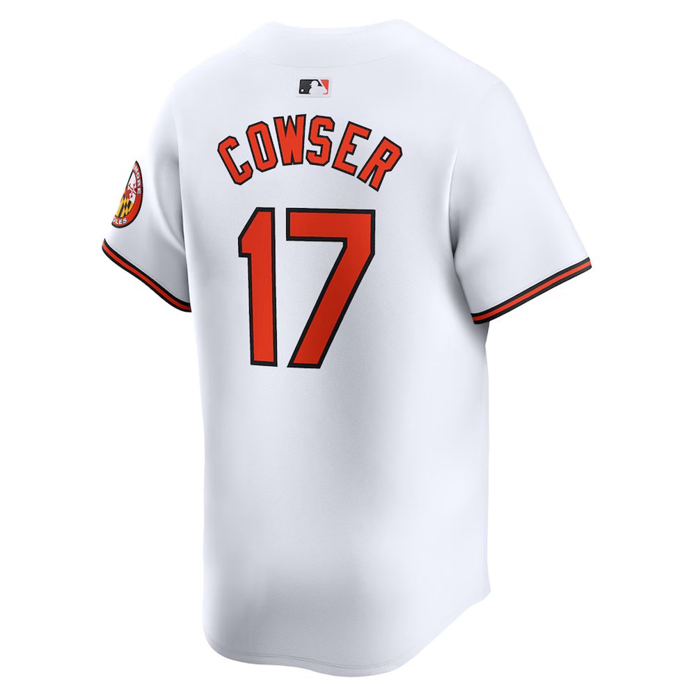 Men's Baltimore Orioles #17 Colton Cowser White Home Limited Player Jersey Men's Baltimore Orioles #17 Colton Cowser White Home Limited Player Jersey
