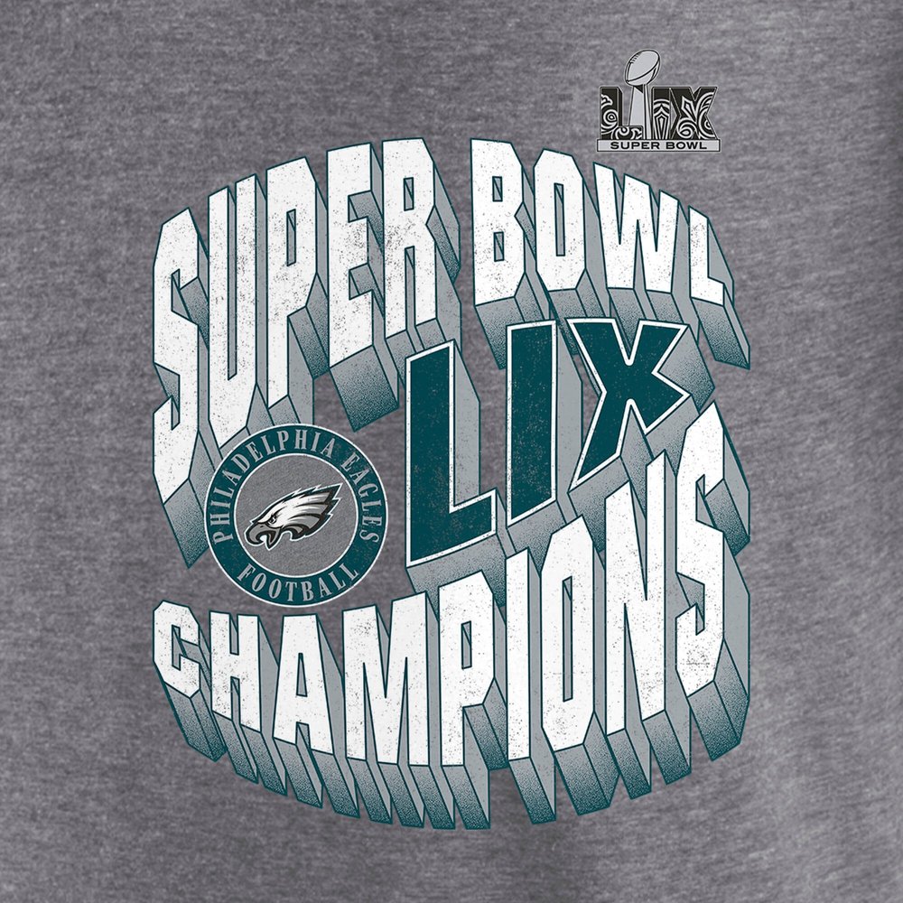 Men's Philadelphia Eagles Heather Gray Super Bowl LIX Champions Historic Win 3/4-Sleeve Raglan Tri-Blend T-Shirt Men's Philadelphia Eagles Heather Gray Super Bowl LIX Champions Historic Win 3/4-Sleeve Raglan Tri-Blend T-Shirt