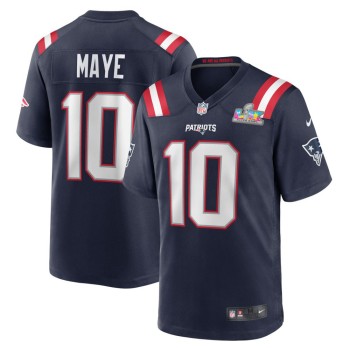 Men's New England Patriots #10 Drake Maye Navy Super Bowl LX Patch Game Jersey Men's New England Patriots #10 Drake Maye Navy Super Bowl LX Patch Game Jersey