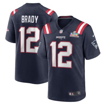 Men's New England Patriots #12 Tom Brady Navy Super Bowl LX Patch Game Jersey Men's New England Patriots #12 Tom Brady Navy Super Bowl LX Patch Game Jersey