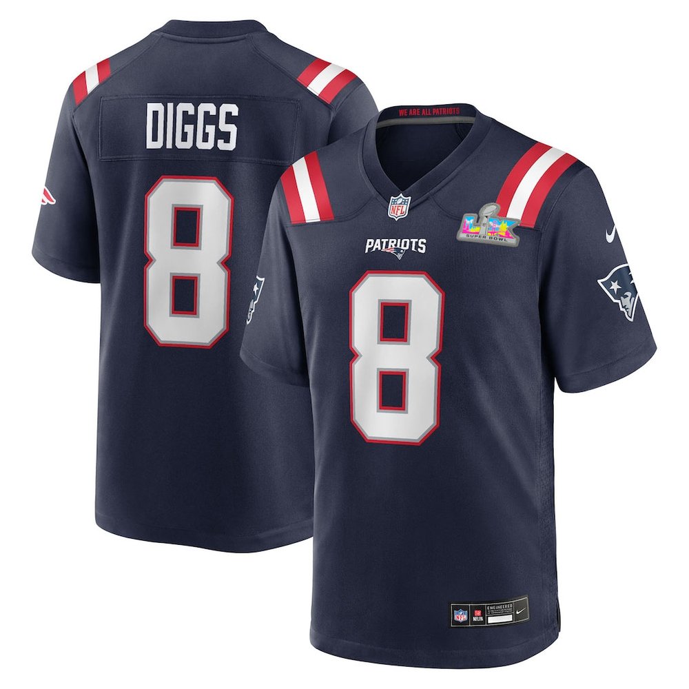 Youth New England Patriots #8 Stefon Diggs Navy Super Bowl LX Patch Game Jersey Youth New England Patriots #8 Stefon Diggs Navy Super Bowl LX Patch Game Jersey