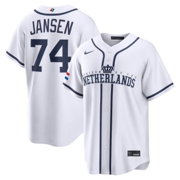 Men's Netherlands Baseball #74 Kenley Jansen White 2026 World Baseball Classic Home Stadium Jersey