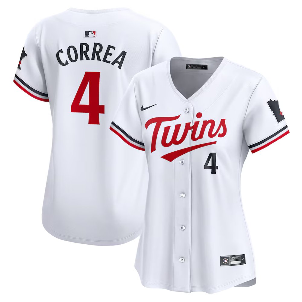 Women's Minnesota Twins #4 Carlos Correa White Home Limited Player Jersey