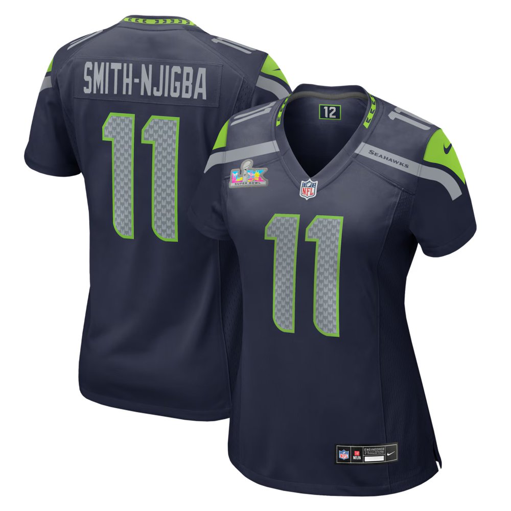 Women's Seattle Seahawks #11 Jaxon Smith-Njigba College Navy Super Bowl LX Patch Game Jersey Women's Seattle Seahawks #11 Jaxon Smith-Njigba College Navy Super Bowl LX Patch Game Jersey