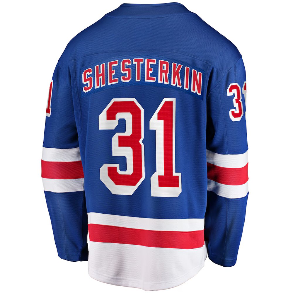 Men's New York Rangers #31 Igor Shesterkin Blue Home Breakaway Player Jersey Men's New York Rangers #31 Igor Shesterkin Blue Home Breakaway Player Jersey