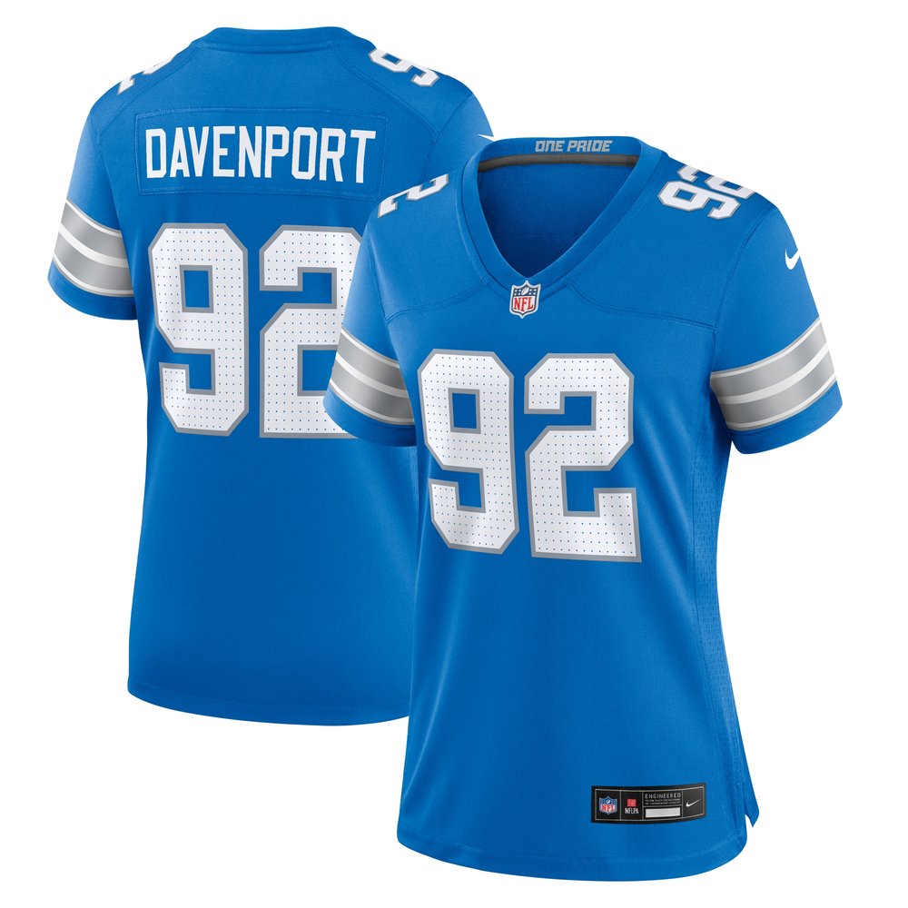 Women's Detroit Lions Marcus Davenport  Blue Team Game Jersey