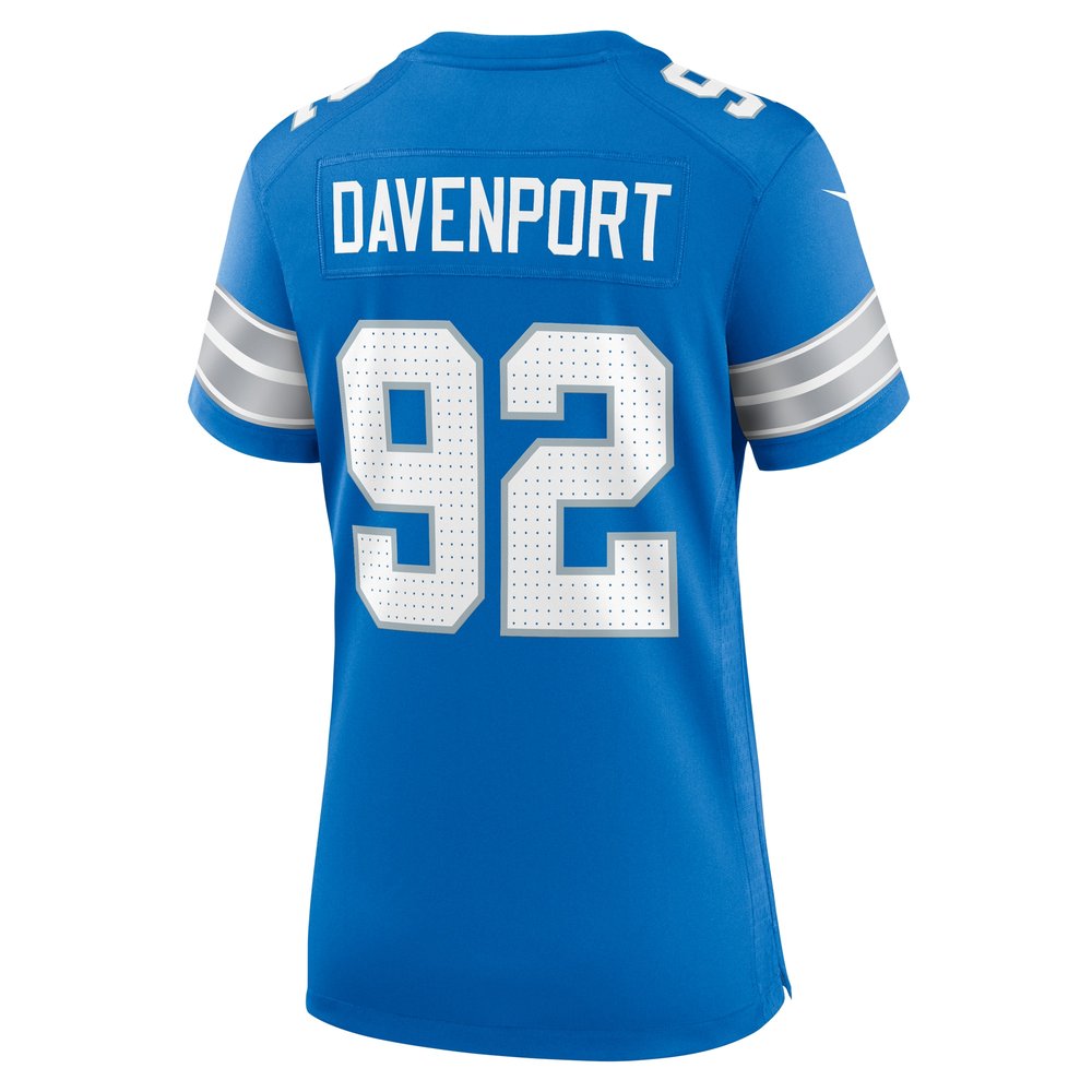 Women's Detroit Lions Marcus Davenport  Blue Team Game Jersey Women's Detroit Lions Marcus Davenport  Blue Team Game Jersey