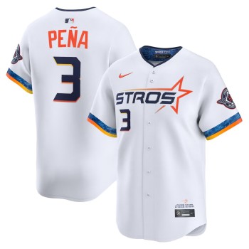 Men's Houston Astros #3 Jeremy Pena White 2025 City Connect Limited Stitched Baseball Jersey Men's Houston Astros #3 Jeremy Pena White 2025 City Connect Limited Stitched Baseball Jersey