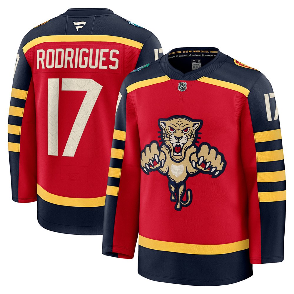 Men's Florida Panthers #17 Evan Rodrigues Red NHL 2026 Winter Classic Premium Jersey