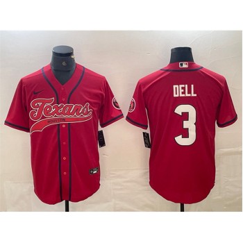 Men's Houston Texans #3 Tank Dell Red With Patch Cool Base Stitched Baseball Jersey Men's Houston Texans #3 Tank Dell Red With Patch Cool Base Stitched Baseball Jersey