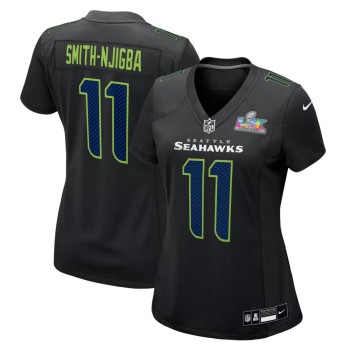 Women's Seattle Seahawks #11 Jaxon Smith-Njigba Black Super Bowl LX Patch Carbon Fashion Game Jersey Women's Seattle Seahawks #11 Jaxon Smith-Njigba Black Super Bowl LX Patch Carbon Fashion Game Jersey