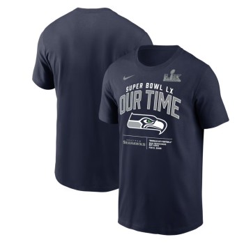 Men's Seattle Seahawks College Navy Super Bowl LX Clear Sign T-Shirt Men's Seattle Seahawks College Navy Super Bowl LX Clear Sign T-Shirt