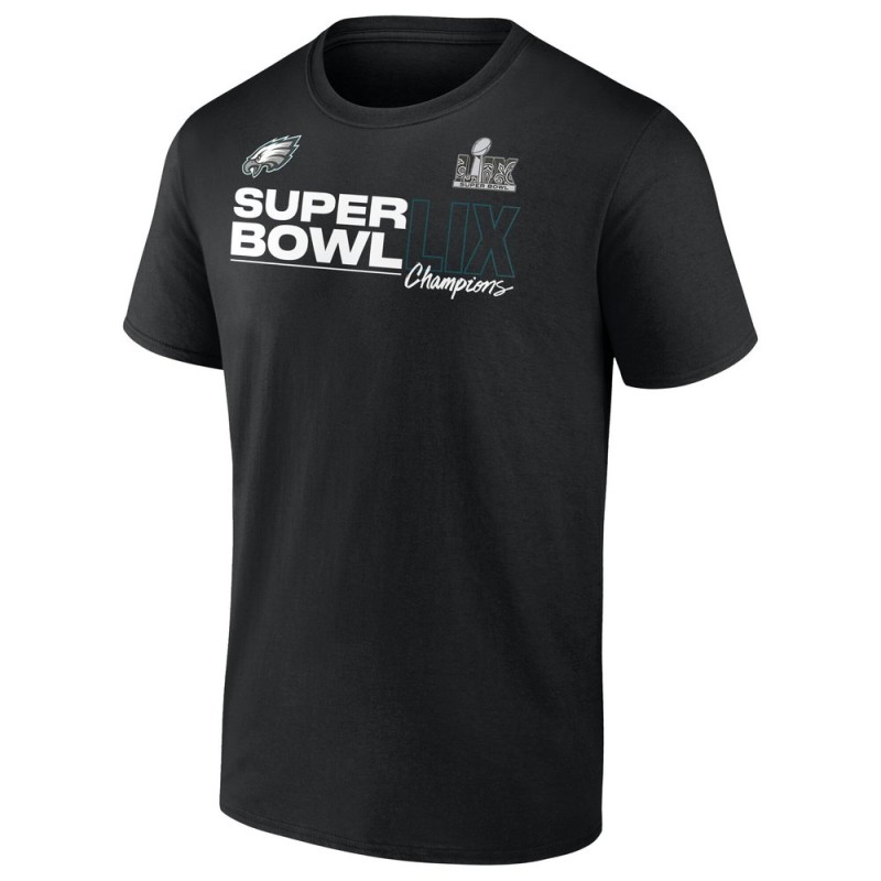 Men's Philadelphia Eagles Black Super Bowl LIX Champions Roster Autograph Signing T-Shirt Men's Philadelphia Eagles Black Super Bowl LIX Champions Roster Autograph Signing T-Shirt
