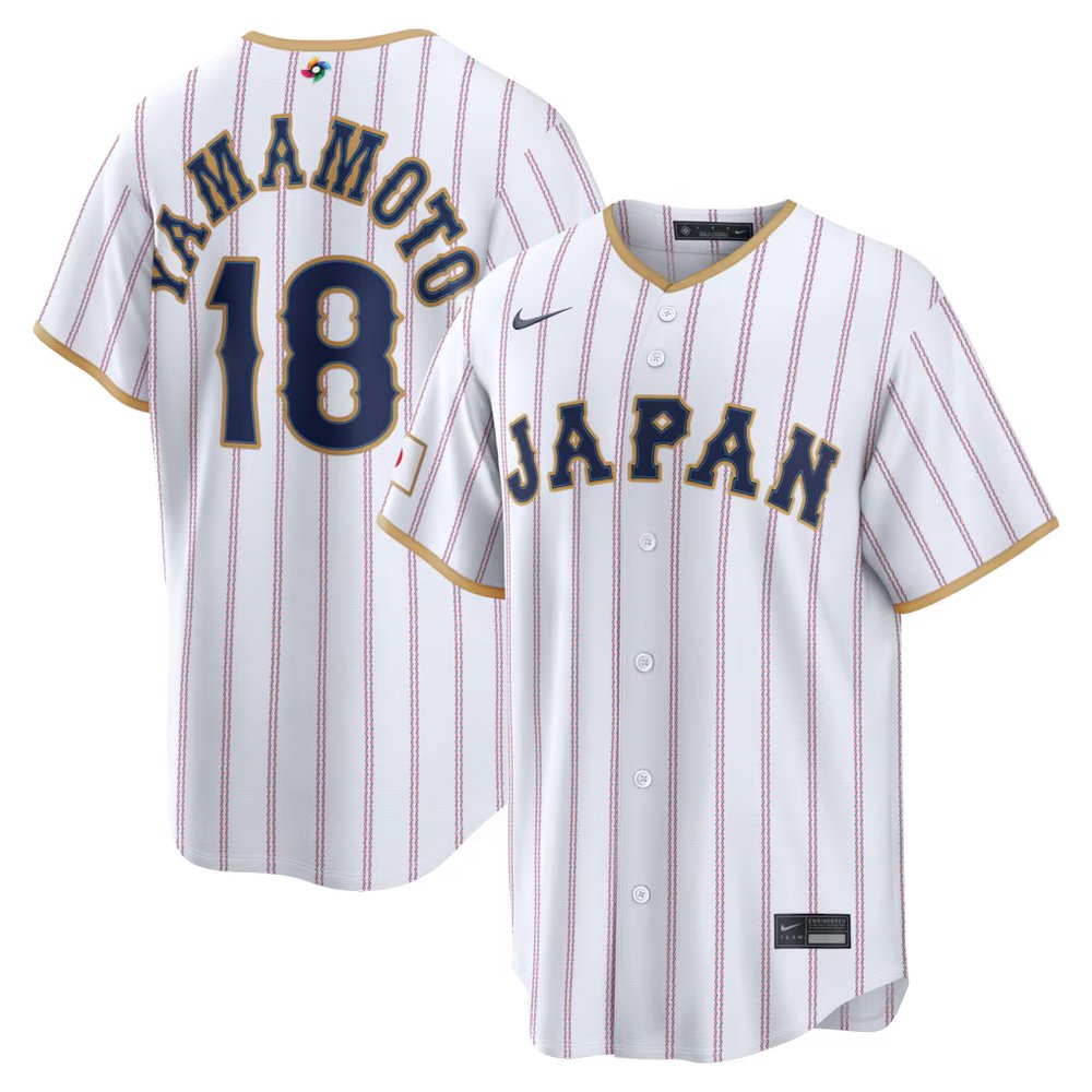 Men's Japan Baseball #18 Yoshinobu Yamamoto White 2026 World Baseball Classic Home Stadium Jersey