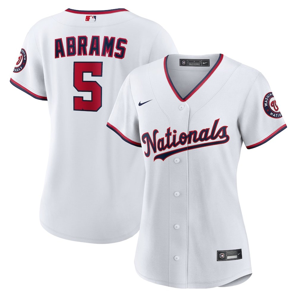 Women's Washington Nationals #5 CJ Abrams White Home Replica Player Jersey