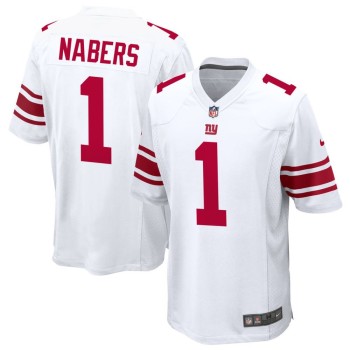 Men's New York Giants #1 Malik Nabers White Classic Game Jersey Men's New York Giants #1 Malik Nabers White Classic Game Jersey