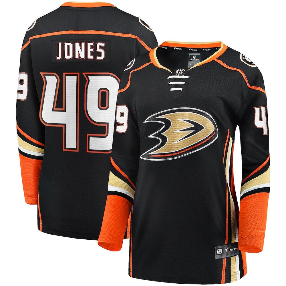 Women's Anaheim Ducks #49 Max Jones Black Jersey Women's Anaheim Ducks #49 Max Jones Black Jersey