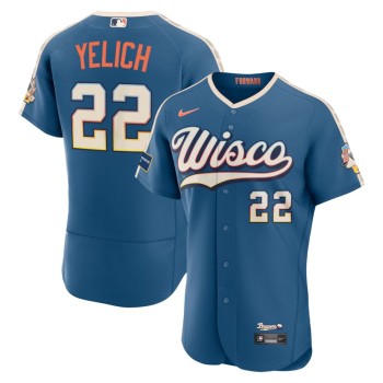 Youth Milwaukee Brewers #22 Christian Yelich Nike Mineral Blue 2026 City Connect Authentic Sponsor Patch Jersey