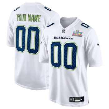 Men's Seattle Seahawks Custom White Super Bowl LX Patch Tundra Fashion Game Jersey Men's Seattle Seahawks Custom White Super Bowl LX Patch Tundra Fashion Game Jersey