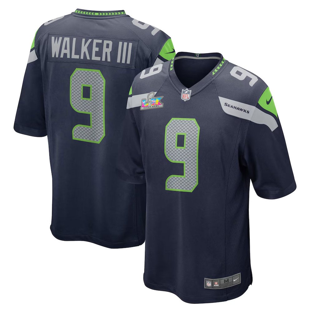 Men's Seattle Seahawks #9 Kenneth Walker III College Navy Super Bowl LX Patch Game Jersey Men's Seattle Seahawks #9 Kenneth Walker III College Navy Super Bowl LX Patch Game Jersey