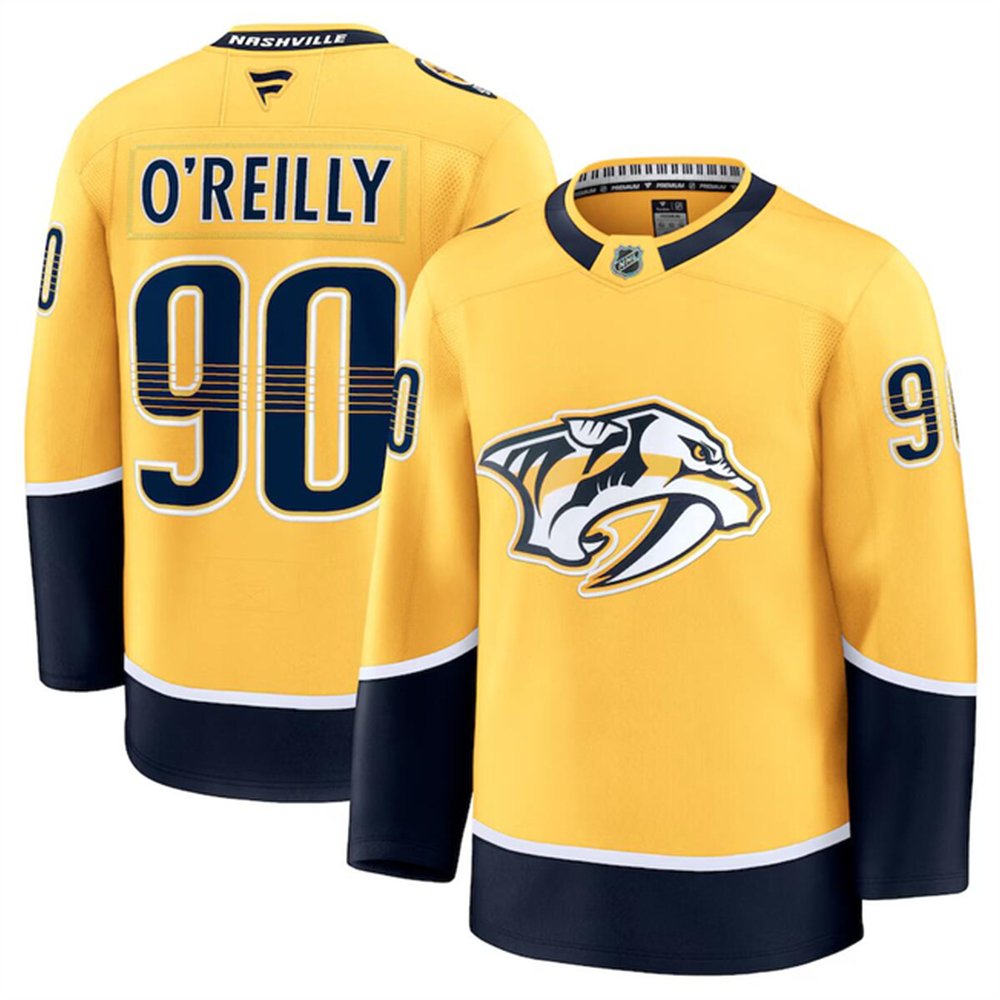 Men's Nashville Predators #90 Ryan O'Reilly Gold 2024-25 Home Stitched Hockey Premium Jersey Men's Nashville Predators #90 Ryan O'Reilly Gold 2024-25 Home Stitched Hockey Premium Jersey