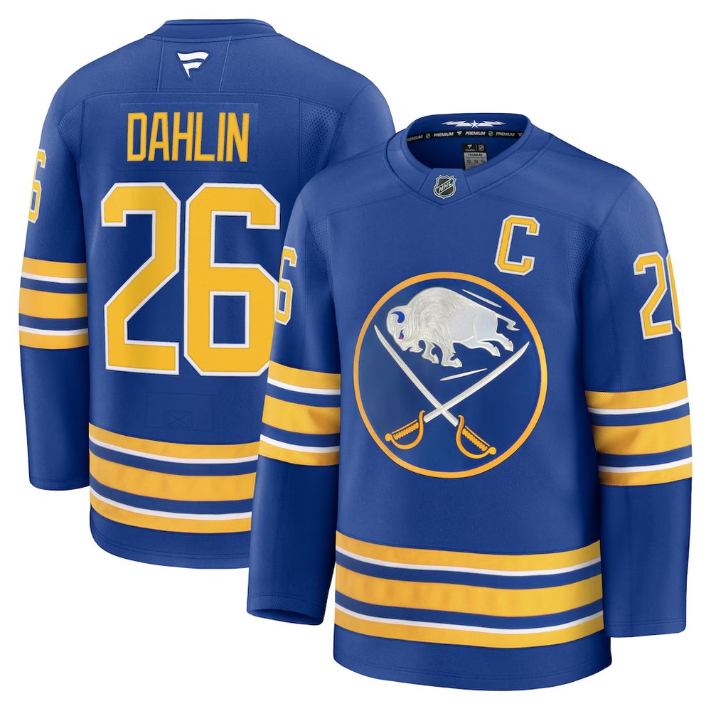 Men's Buffalo Sabres #26 Rasmus Dahlin Blue 2024-25 Stitched Premium Jersey