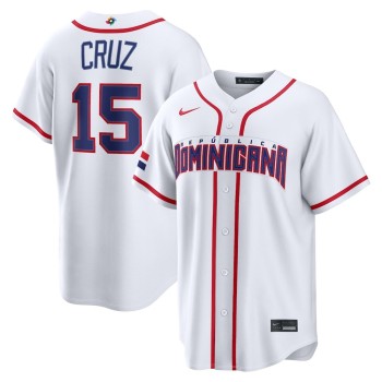Men's Dominican Republic Baseball #15 Oneil Cruz White 2026 World Baseball Classic Home Stadium Jersey