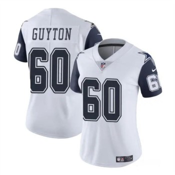 Women's Dallas Cowboys #60 Tyler Guyton White 2024 Draft Color Rush Limited Stitched Football Jersey(Run Small Women's Dallas Cowboys #60 Tyler Guyton White 2024 Draft Color Rush Limited Stitched Football Jersey(Run Small