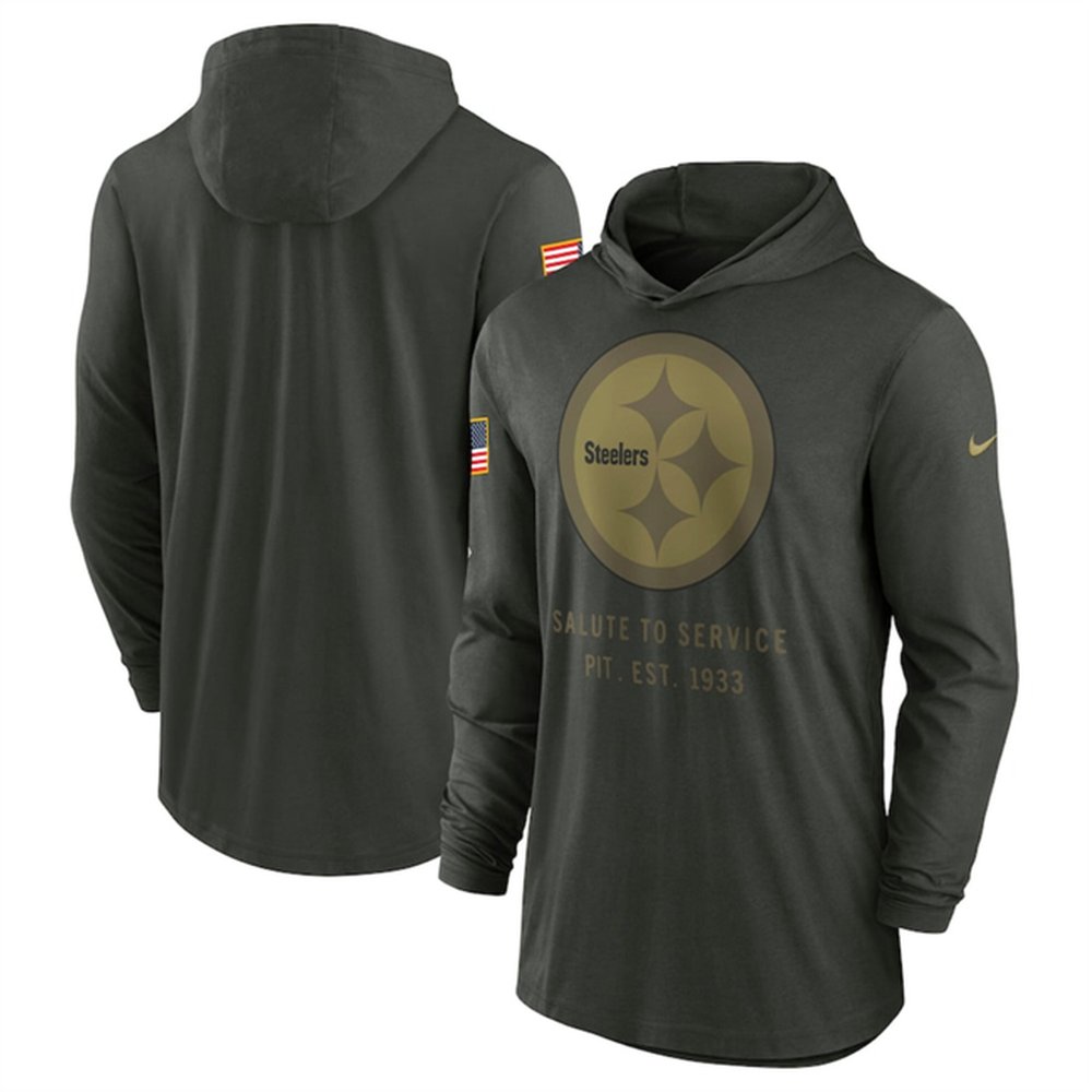Men's Pittsburgh Steelers Forest Green 2025 Salute to Service Sideline Dri-FIT Lightweight Pullover Hoodie Men's Pittsburgh Steelers Forest Green 2025 Salute to Service Sideline Dri-FIT Lightweight Pullover Hoodie