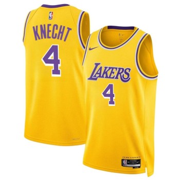 Men's Los Angeles Lakers #4 Dalton Knecht Yellow 2024 Draft Icon Edition Stitched Basketball Jersey Men's Los Angeles Lakers #4 Dalton Knecht Yellow 2024 Draft Icon Edition Stitched Basketball Jersey