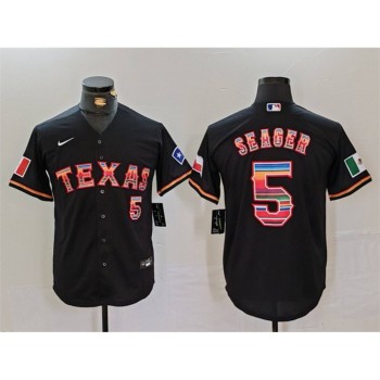 Men's Texas Rangers #5 Corey Seager Black Mexico Cool Base Stitched Baseball Jersey Men's Texas Rangers #5 Corey Seager Black Mexico Cool Base Stitched Baseball Jersey