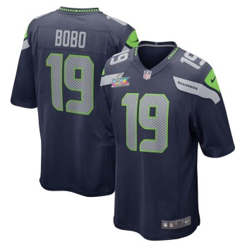 Men's Seattle Seahawks #19 Jake Bobo College Navy Super Bowl LX Patch Game Jersey Men's Seattle Seahawks #19 Jake Bobo College Navy Super Bowl LX Patch Game Jersey