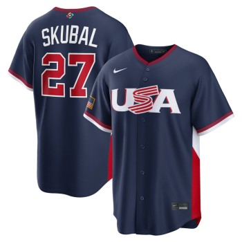 Youth USA Baseball #27 Tarik Skubal Navy 2026 World Baseball Classic Road Stadium Jersey