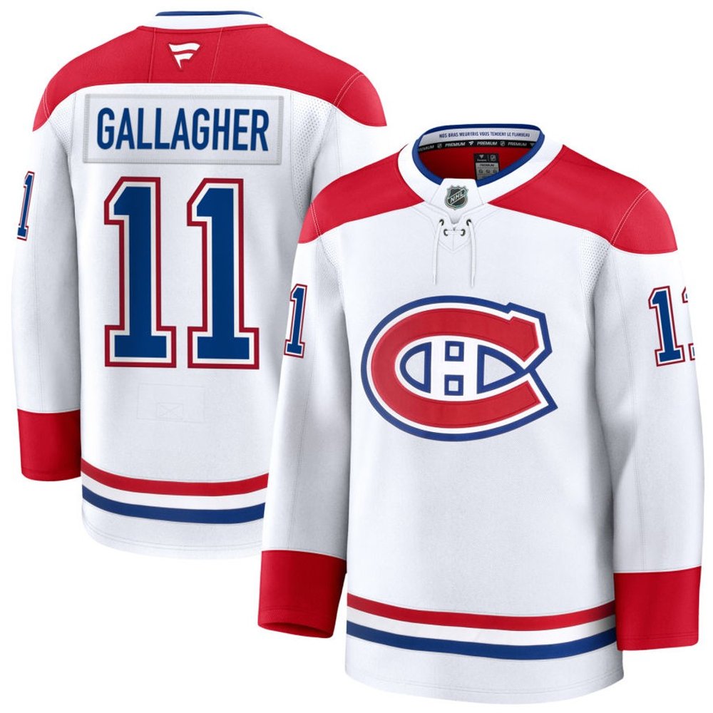 Men's Montreal Canadiens #11 Brendan Gallagher White Away Premium Jersey