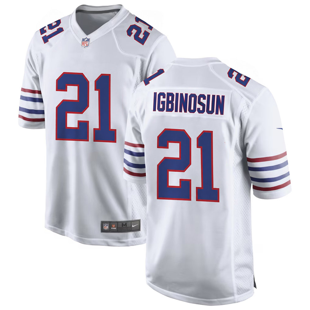 Men's Buffalo Bills #21 Davison Igbinosun White 2026 NFL Draft Game Jersey