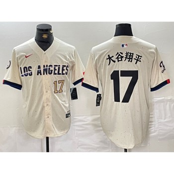 Men's Los Angeles Dodgers #17 Shohei Ohtani Cream Stitched Baseball Jersey Men's Los Angeles Dodgers #17 Shohei Ohtani Cream Stitched Baseball Jersey