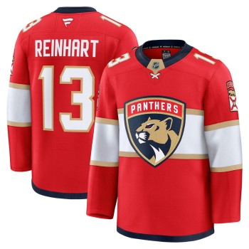 Men's Florida Panthers #13 Sam Reinhart Red Premium Authentic Home Jersey