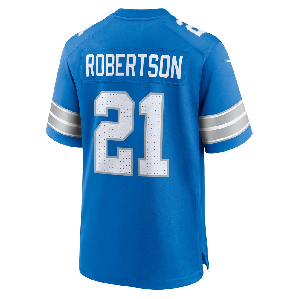 Men's Detroit Lions Amik Robertson  Blue Game Jersey Men's Detroit Lions Amik Robertson  Blue Game Jersey