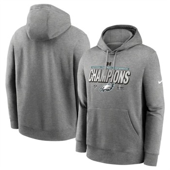 Men's Philadelphia Eagles Heather Gray 2024 NFC Champions Locker Room Trophy Pullover Hoodie Men's Philadelphia Eagles Heather Gray 2024 NFC Champions Locker Room Trophy Pullover Hoodie
