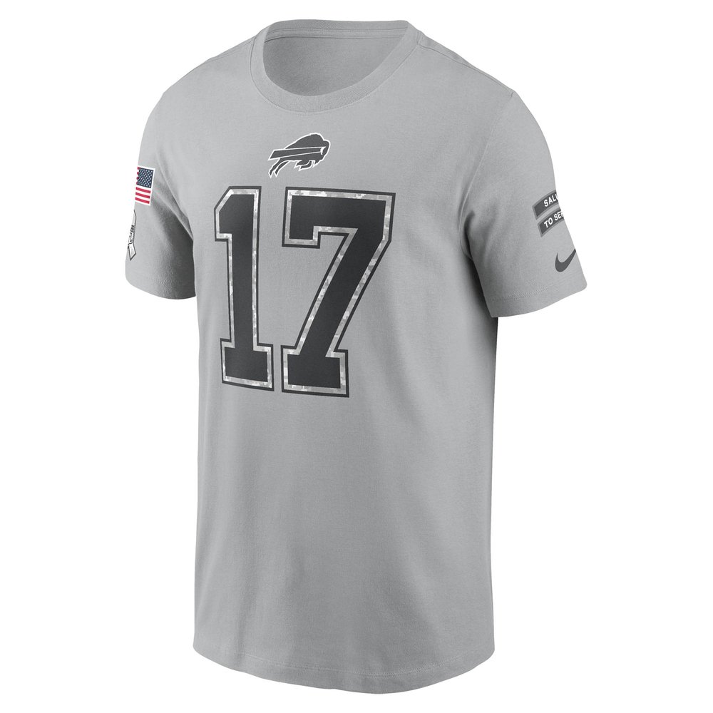 Men's Buffalo Bills Josh Allen Gray 2024 Salute To Service Name & Number T-Shirt Men's Buffalo Bills Josh Allen Gray 2024 Salute To Service Name & Number T-Shirt
