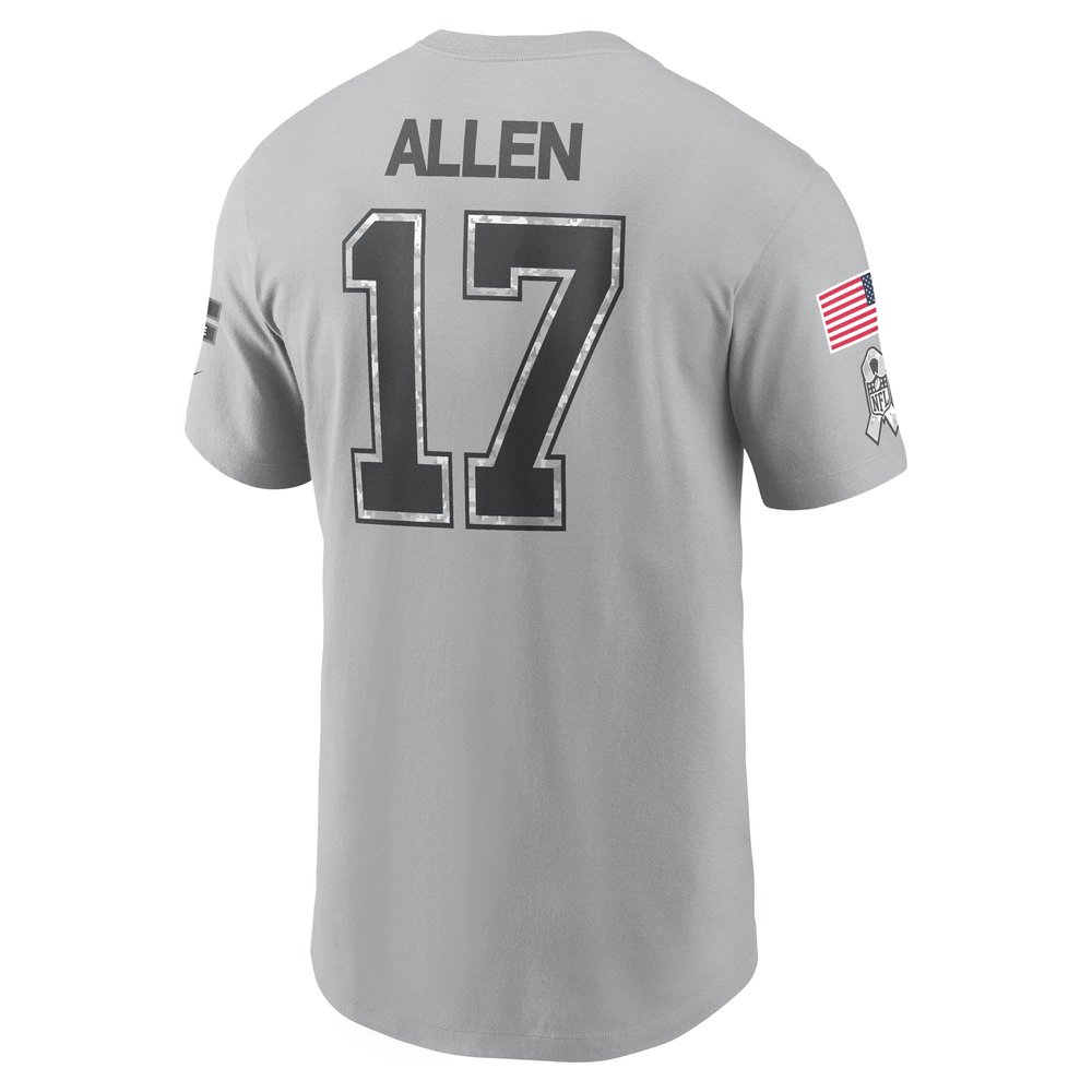Men's Buffalo Bills Josh Allen Gray 2024 Salute To Service Name & Number T-Shirt Men's Buffalo Bills Josh Allen Gray 2024 Salute To Service Name & Number T-Shirt