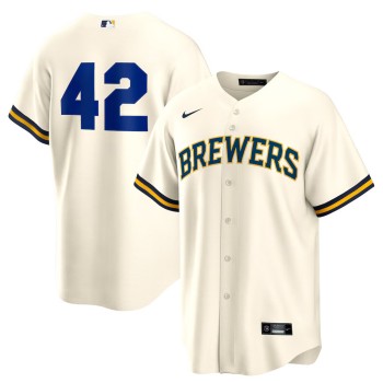 Men's Milwaukee Brewers #42 Jackie Robinson Nike Cream Home 2025 Jackie Robinson Day Replica Jersey