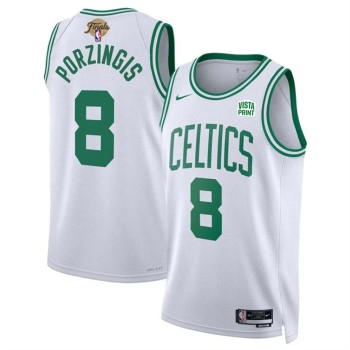 Men's Boston Celtics #8 Kristaps Porzingis White 2024 Finals Association Edition Stitched Basketball Jersey Men's Boston Celtics #8 Kristaps Porzingis White 2024 Finals Association Edition Stitched Basketball Jersey