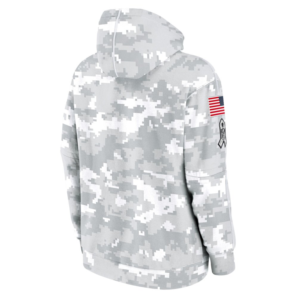 Youth New York Giants White/Gray 2024 Salute To Service Pullover Hoodie