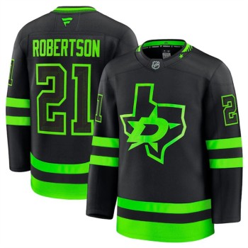 Men's Dallas Stars #21 Jason Robertson Black 2024-25 Alternate Stitched Hockey Premium Jersey Men's Dallas Stars #21 Jason Robertson Black 2024-25 Alternate Stitched Hockey Premium Jersey