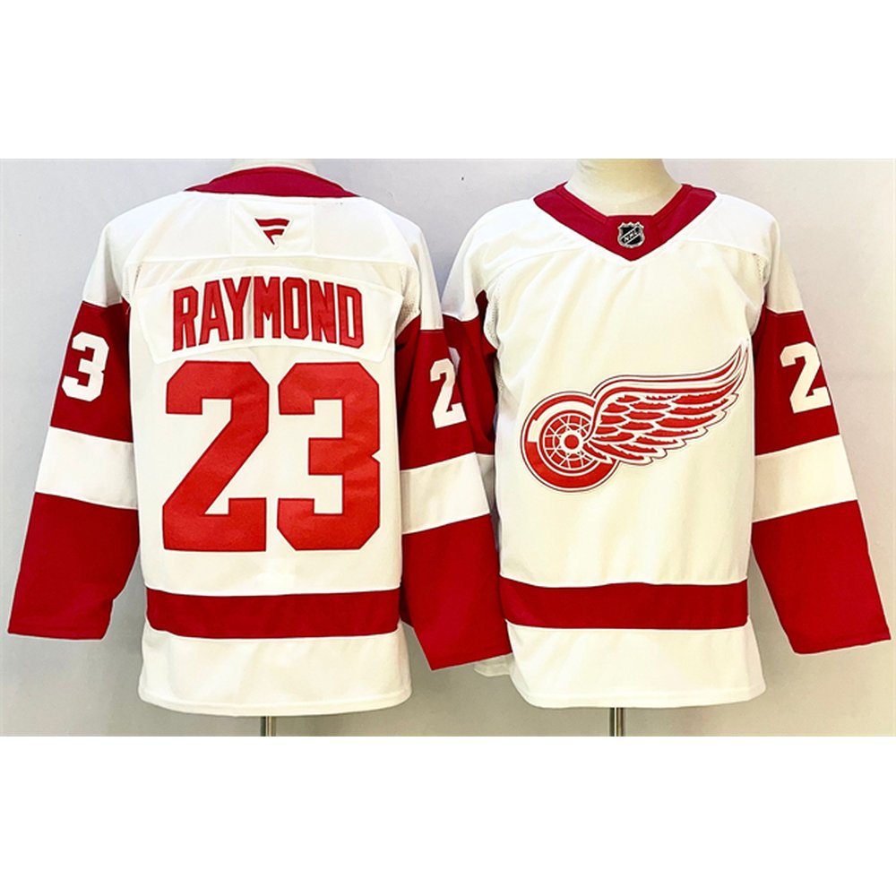 Youth Detroit Red Wings #23 Lucas Raymond White 2024-25 Stitched Jersey