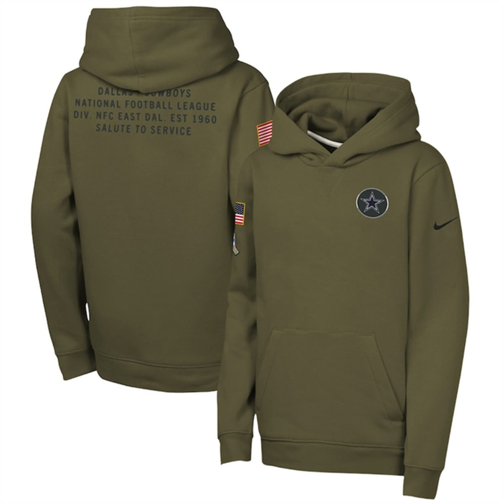 Youth Dallas Cowboys Olive 2025 Salute to Service Club Fleece Hoodie