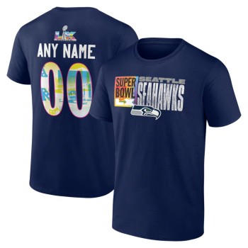 Men's Seattle Seahawks College Navy Super Bowl LX Custom Name & Number T-Shirt Men's Seattle Seahawks College Navy Super Bowl LX Custom Name & Number T-Shirt
