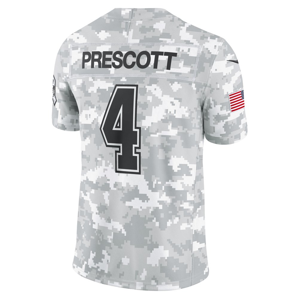 Men's Dallas Cowboys Dak Prescott Arctic Camo 2024 Salute to Service Limited Jersey Men's Dallas Cowboys Dak Prescott Arctic Camo 2024 Salute to Service Limited Jersey